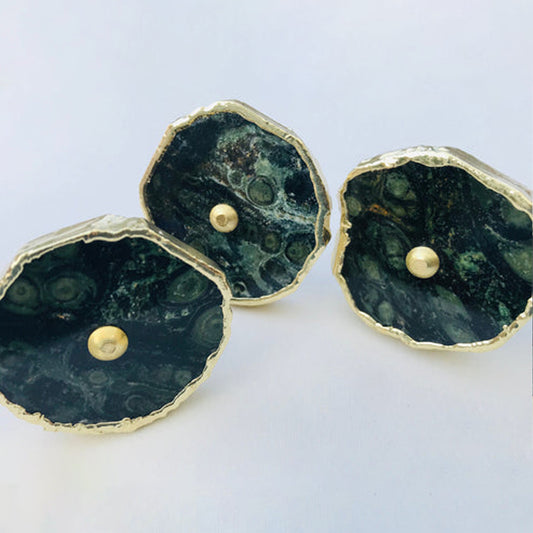 Set of 6 Kambaba Jasper Gemstone/Agate Classic Vintage Finish Cabinet Drawer Pull Wardrobe Dresser Interior Decorative Handle