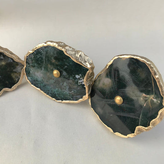 Set of 6 Moss Green Agate Classic Vintage Finish Cabinet Drawer Pull Wardrobe Dresser Interior Decorative Handle