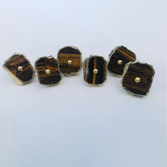 Set of 6 Tiger Agate Gemstone/Agate Classic Vintage Finish Cabinet Drawer Pull Wardrobe Dresser Interior Decorative Handle