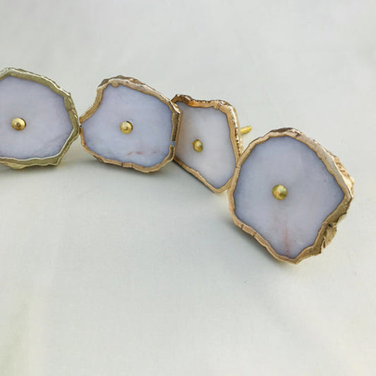 Set of 6 White Agate Classic Vintage Finish Cabinet Drawer Pull Wardrobe Dresser Interior Decorative Handle