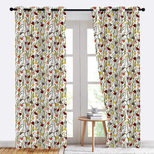 Sabrina - Set of 2 Panels Crewel Embroidered Curtains | Linen Cotton Mix | Fully Embroidered | Lined